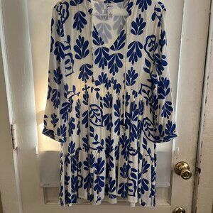 Blue and White Smock Mini Dress